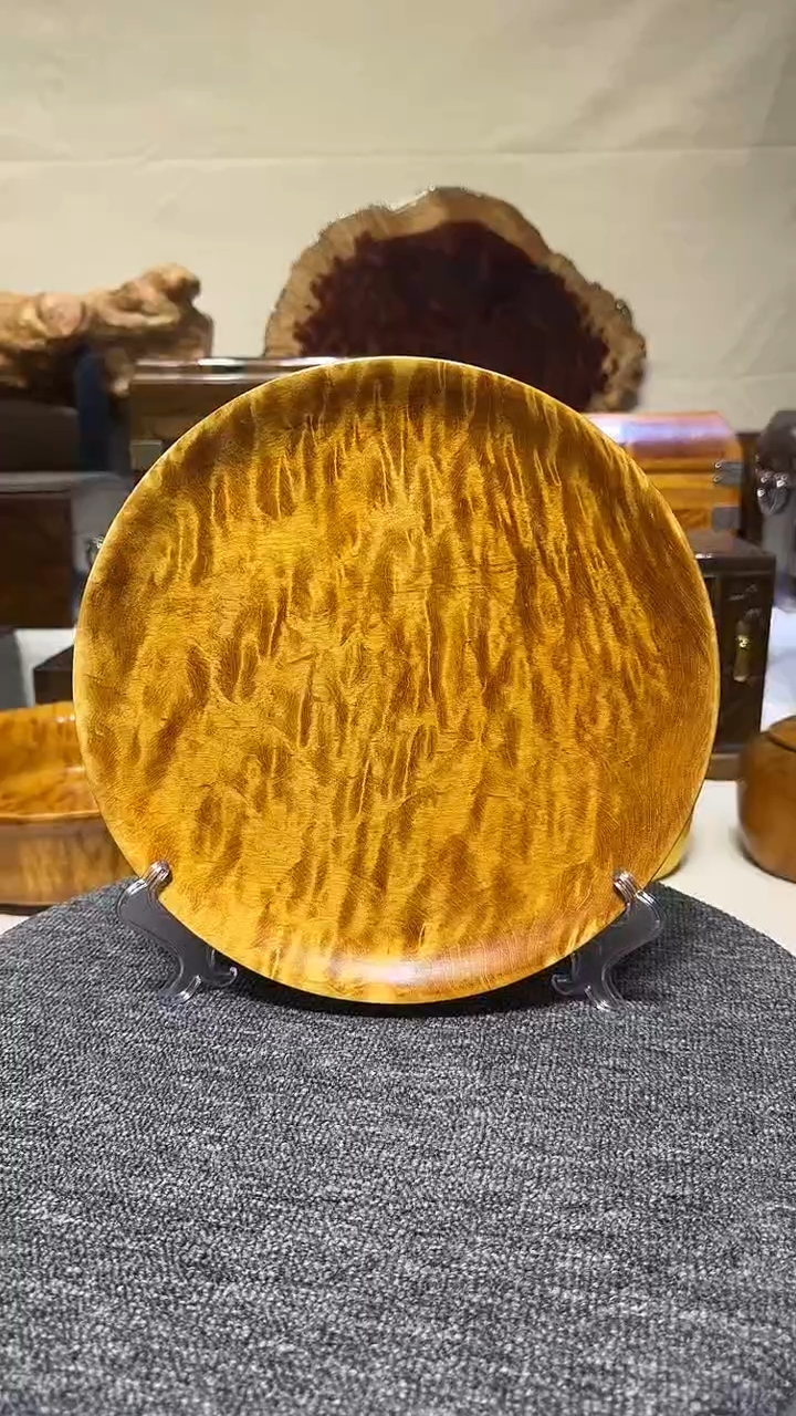 金丝楠木老料满水波圆盘 26.6-2.8cm