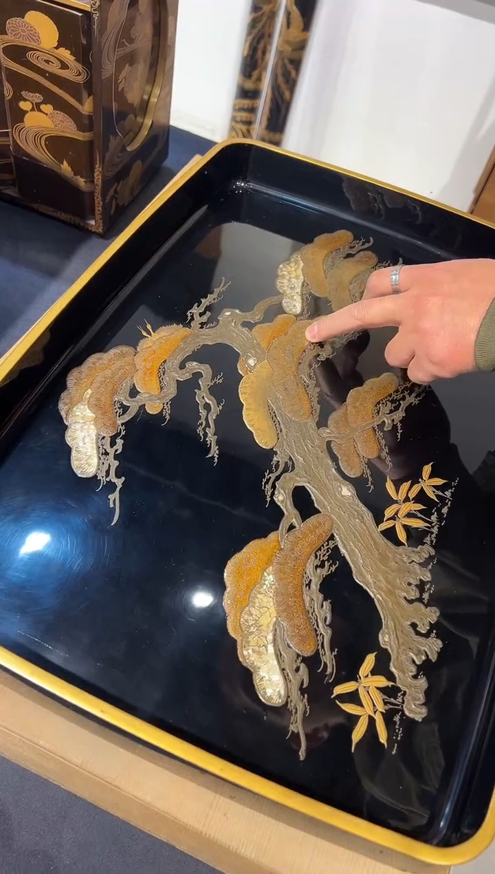 高肉金莳绘嵌螺钿 大收纳盘