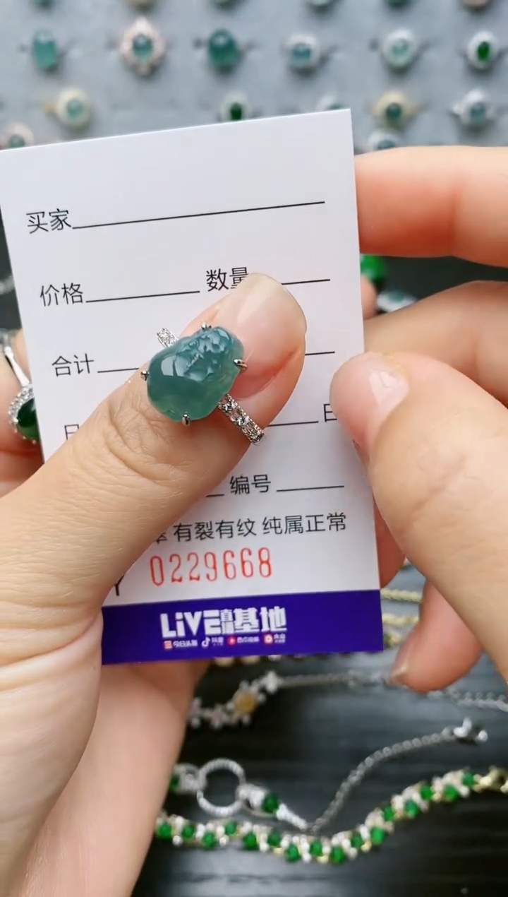 【闪购商品】翡翠戒指银S925镶嵌9668