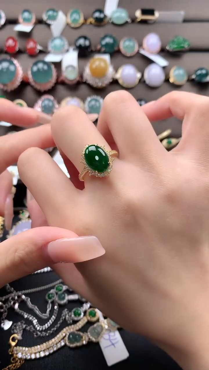 【闪购商品】翡翠戒指银S925镶嵌4324324