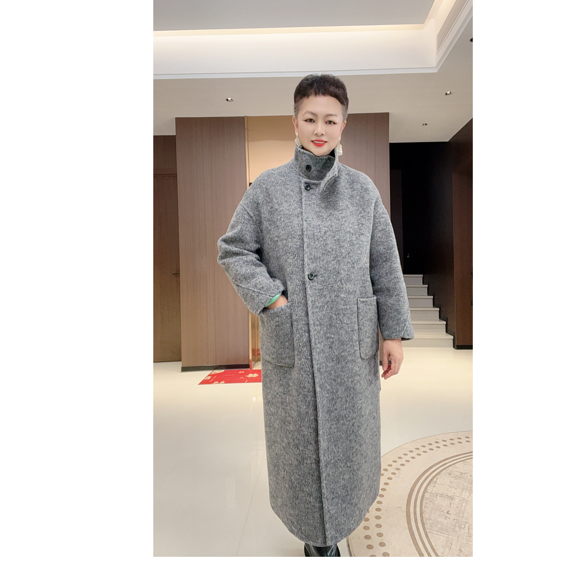 秋冬英伦风新款宽松休闲显瘦双面大衣性价比高8518