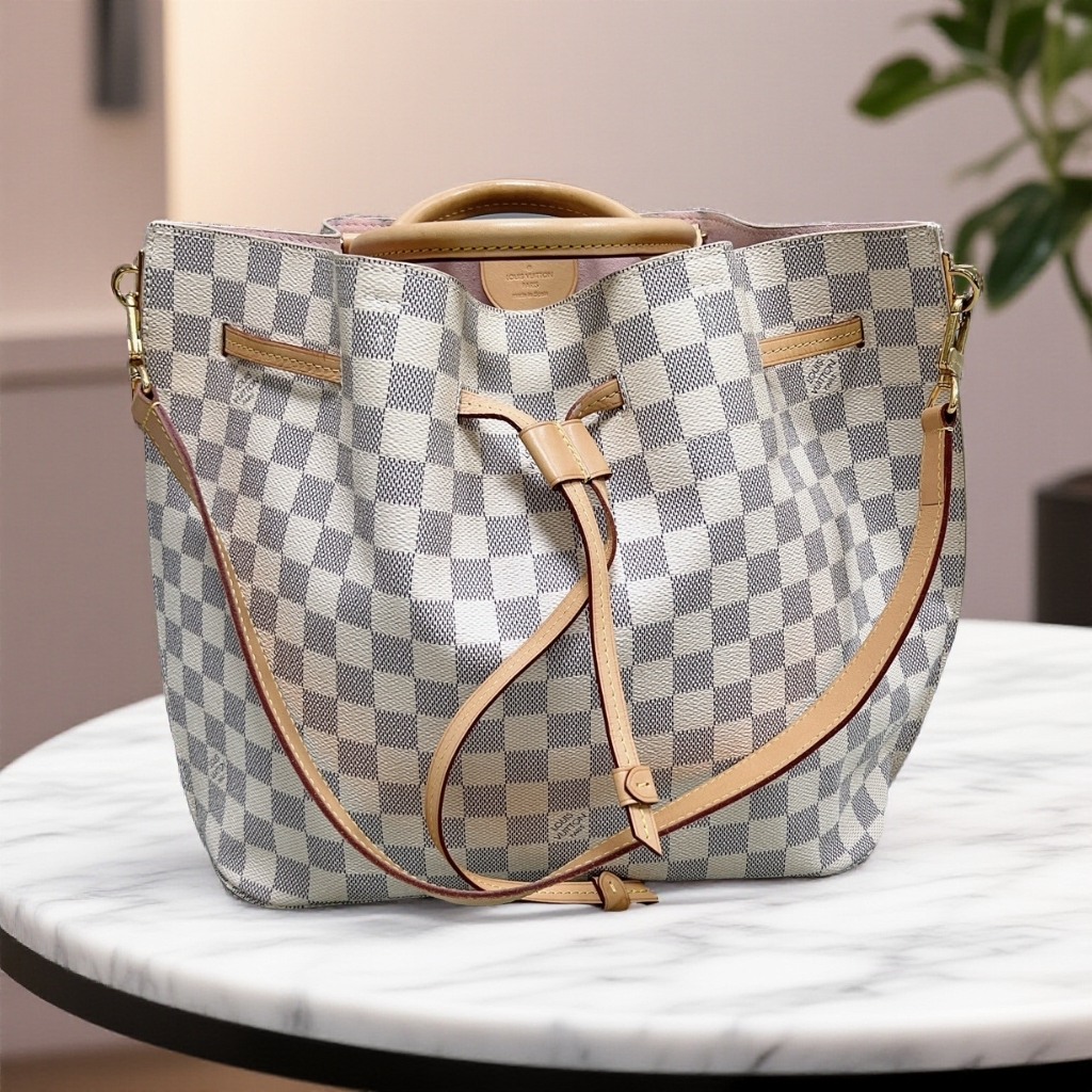 95新 LouisVuitton/路易威登   白棋盘格手提单肩包  1877 4215 