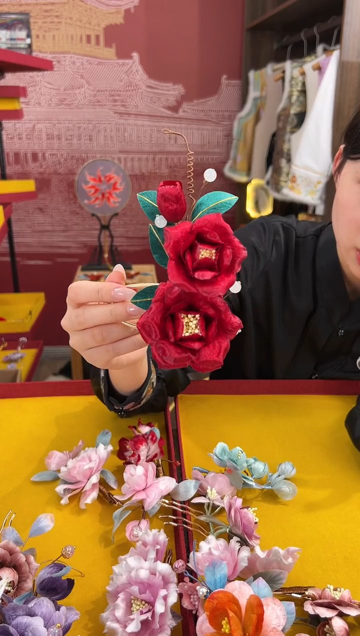 【闪购商品】刺绣非遗绒花（发饰）