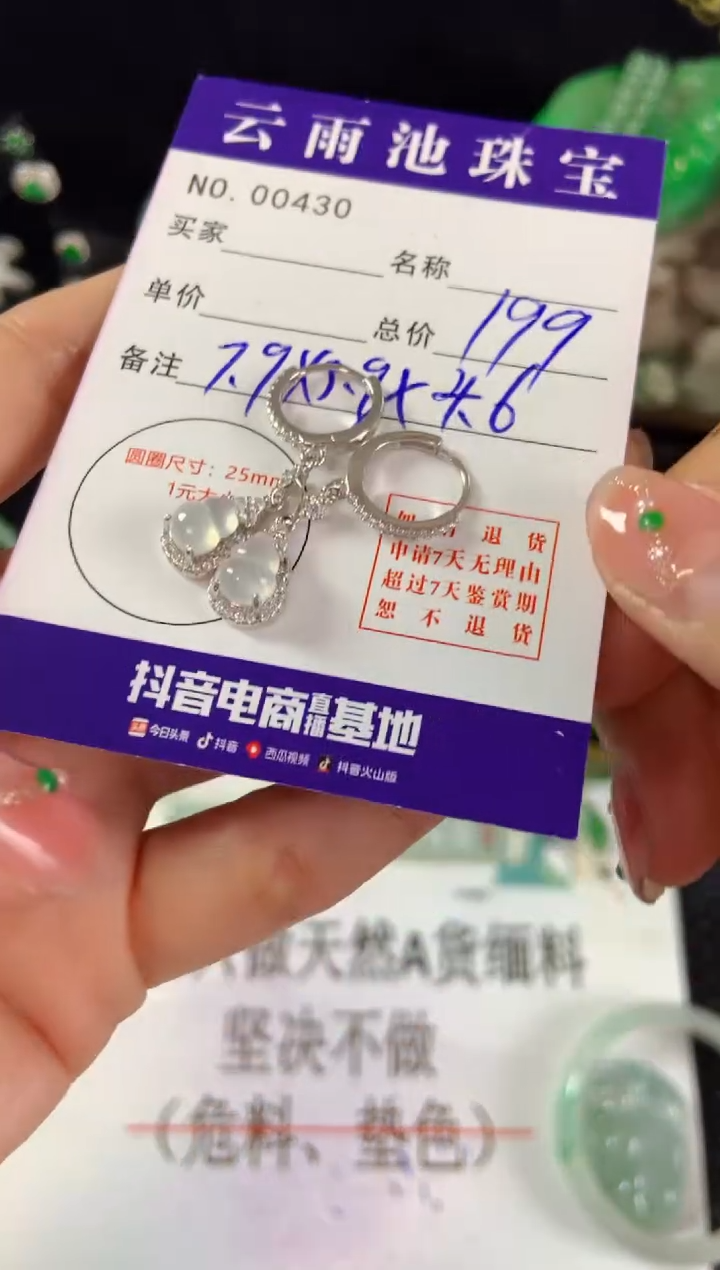 【闪购商品】翡翠耳饰银S925镶嵌翡翠