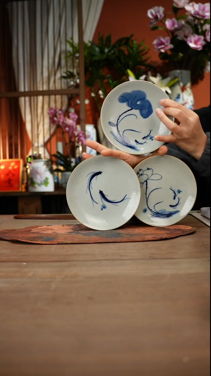现代高温釉下彩手绘陶瓷餐具