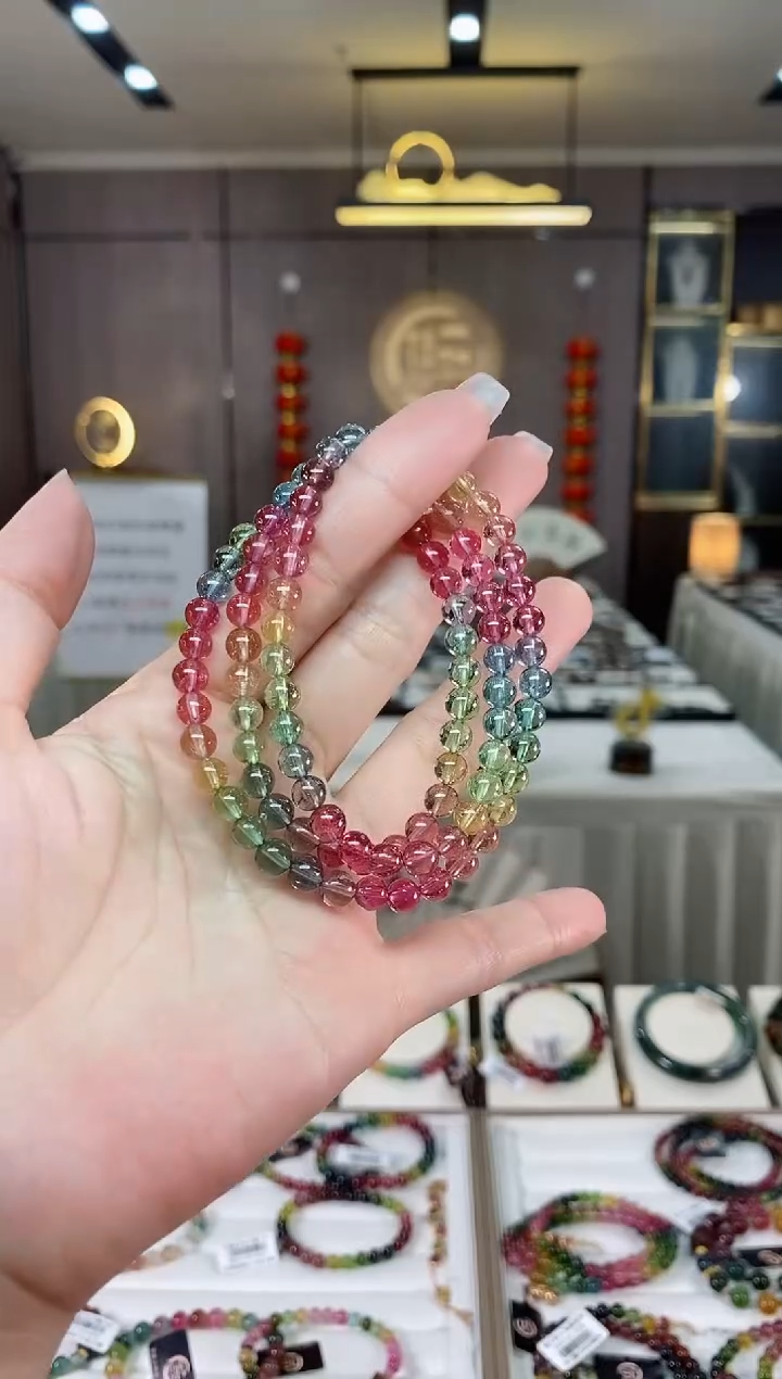 【闪购商品】碧玺三圈手串5mm+未镶嵌（多样性发一条）hon