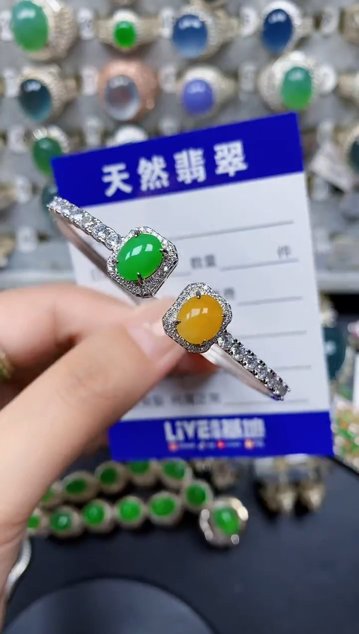 翡翠手镯银S925镶嵌151