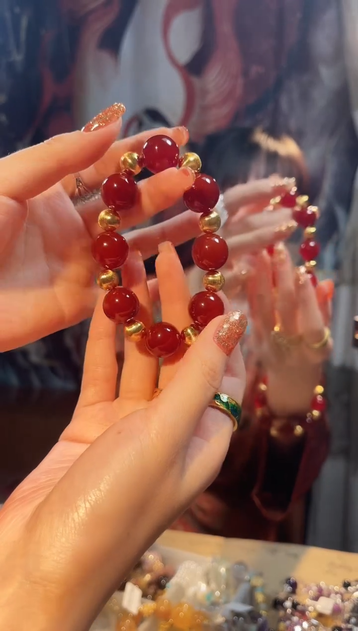 未镶嵌手链水晶红玛瑙手串
