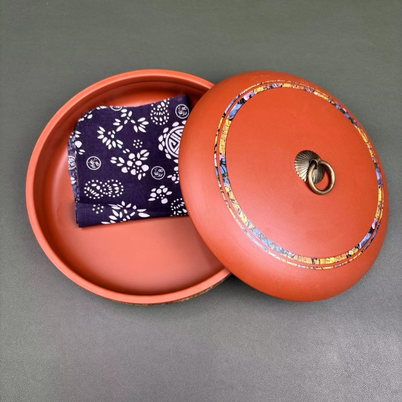 红普洱普洱花紫砂茶饼罐茶叶罐G30