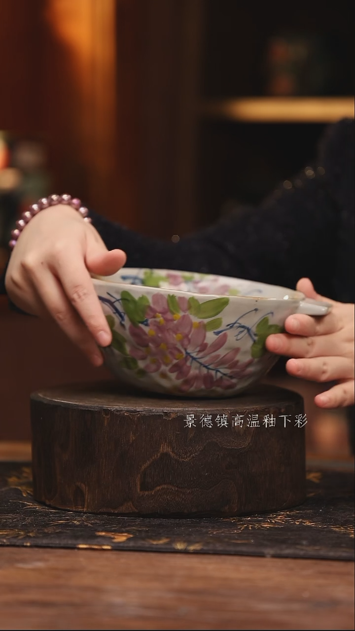 陶瓷  景德镇高温釉下手绘陶瓷@L105@