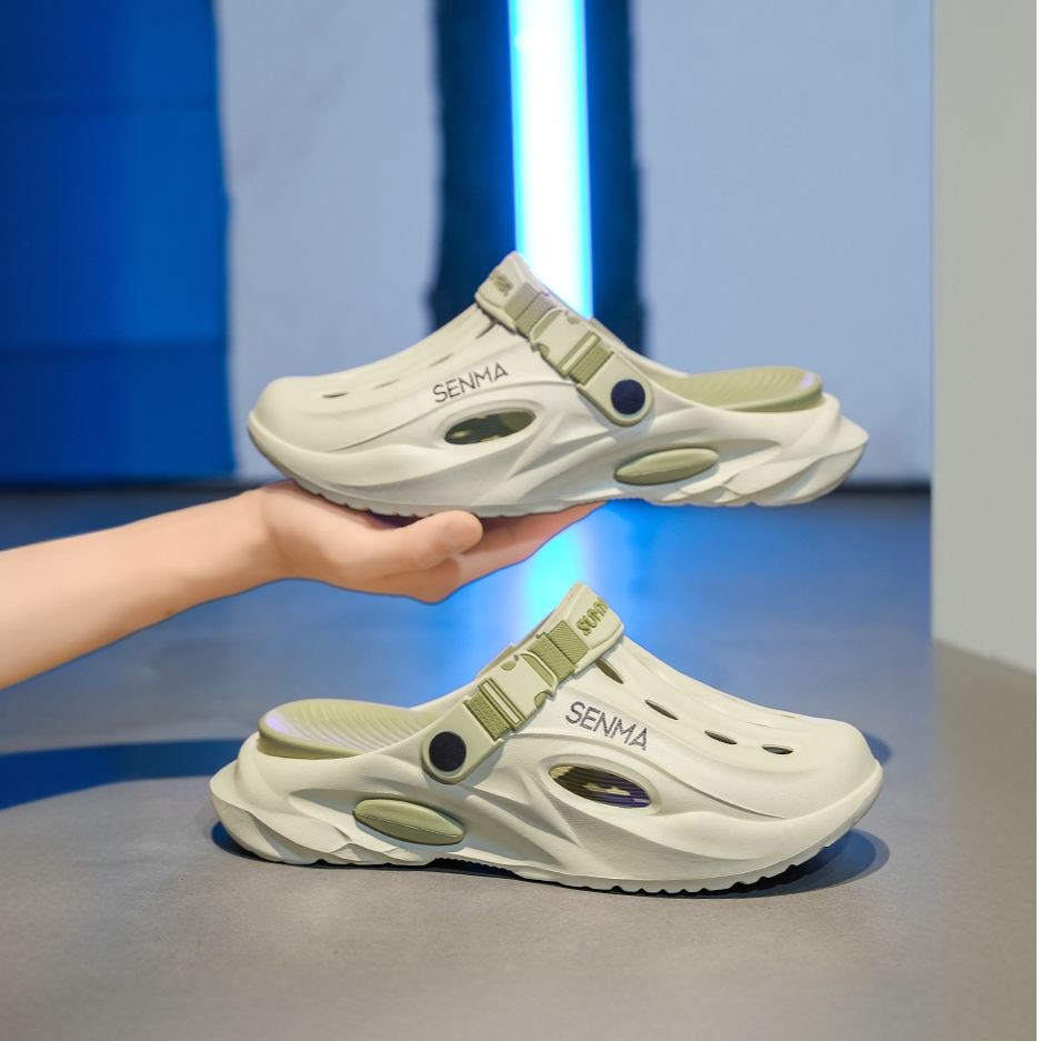 森马洞洞鞋男新款夏季小白鞋外穿开车防滑清凉厚底沙滩凉拖