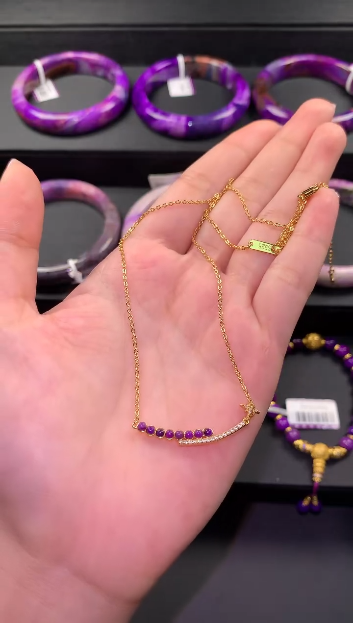 银S925镶嵌苏纪石（舒俱来）.项链