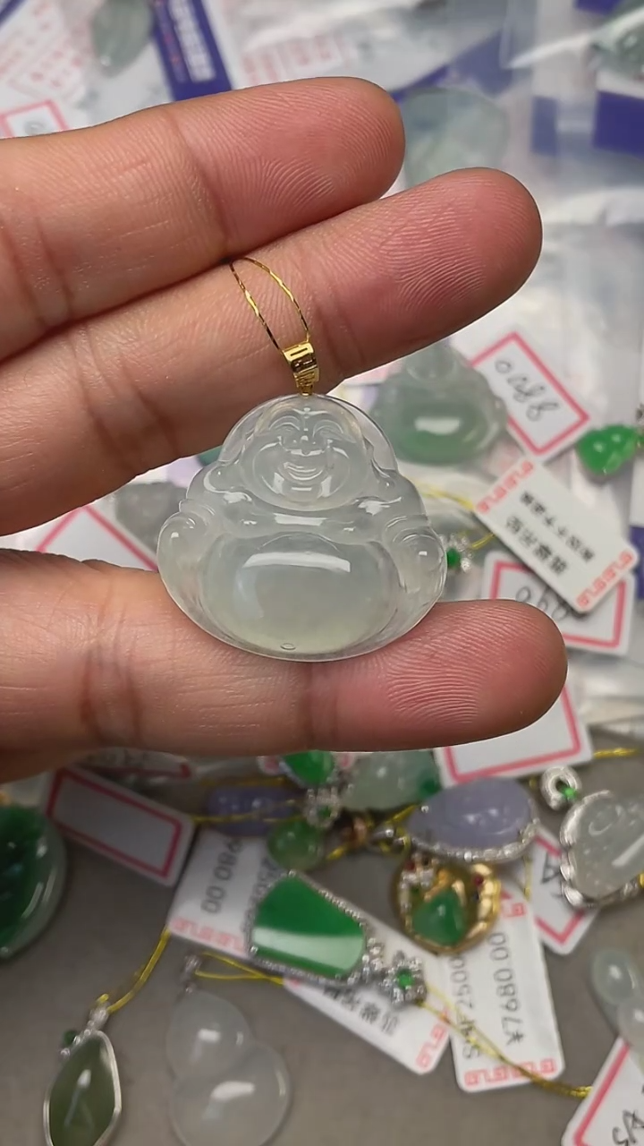 【闪购商品】翡翠吊坠(不含链)18K金镶嵌天然缅甸翡翠A货(不含链)