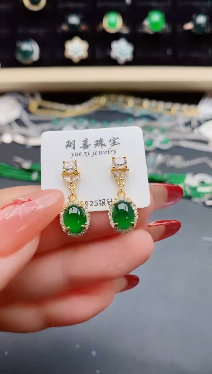 【闪购商品】翡翠耳饰银S925镶嵌321321