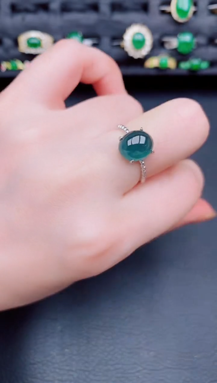 【闪购商品】翡翠戒指银S925镶嵌天然A货翡翠126