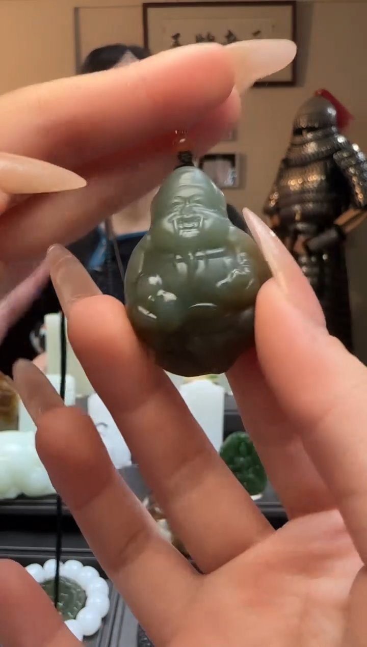 【闪购商品】和田玉且末蓝财神未镶嵌吊坠