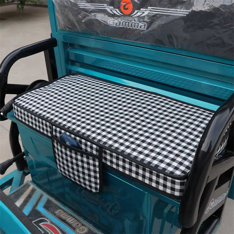 全包围亚麻布三轮车坐垫套四季通用防滑耐磨电动耐晒加厚座罩座套