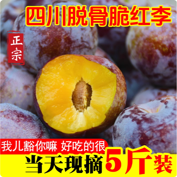 【顺丰】正宗四川小脆红脱骨李子高山茵红青红李5斤奈李脆甜爽口