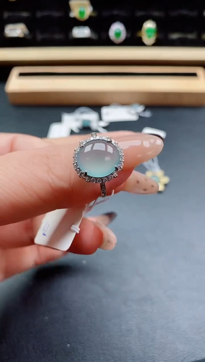 银S925镶嵌戒指翡翠1