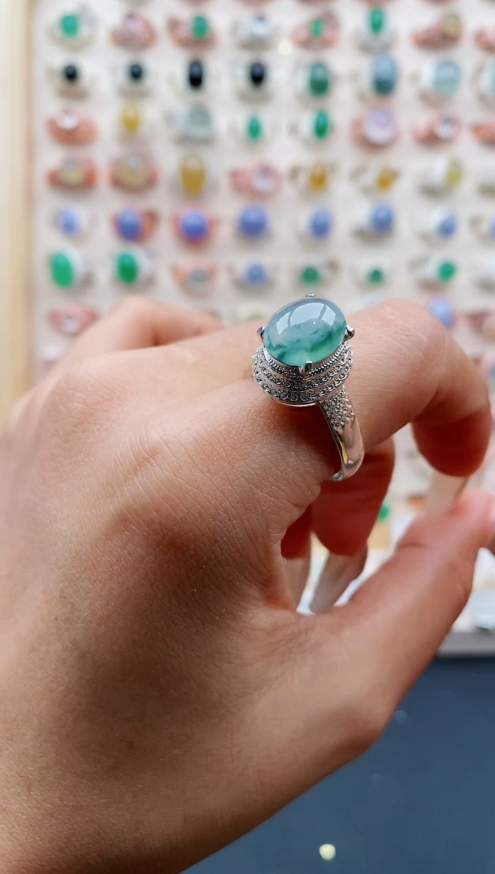 【闪购商品】翡翠戒指未镶嵌缅甸天然A货翡翠222   3+8