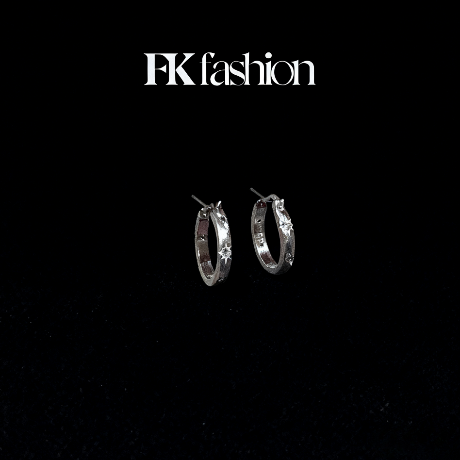 925银耳饰 拉丝星芒耳圈2025韩版小众新款耳饰ins欧美光面气质