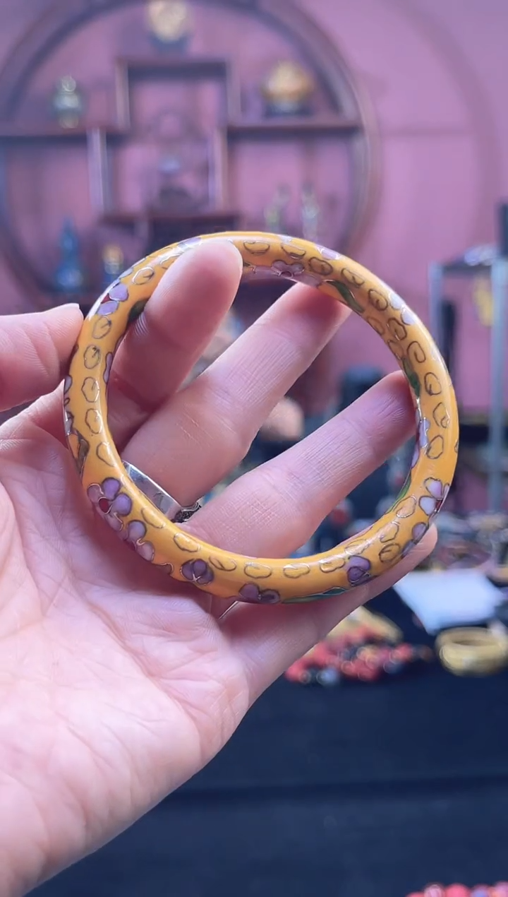 非遗景泰蓝 公主镯 细 55-60 黄色