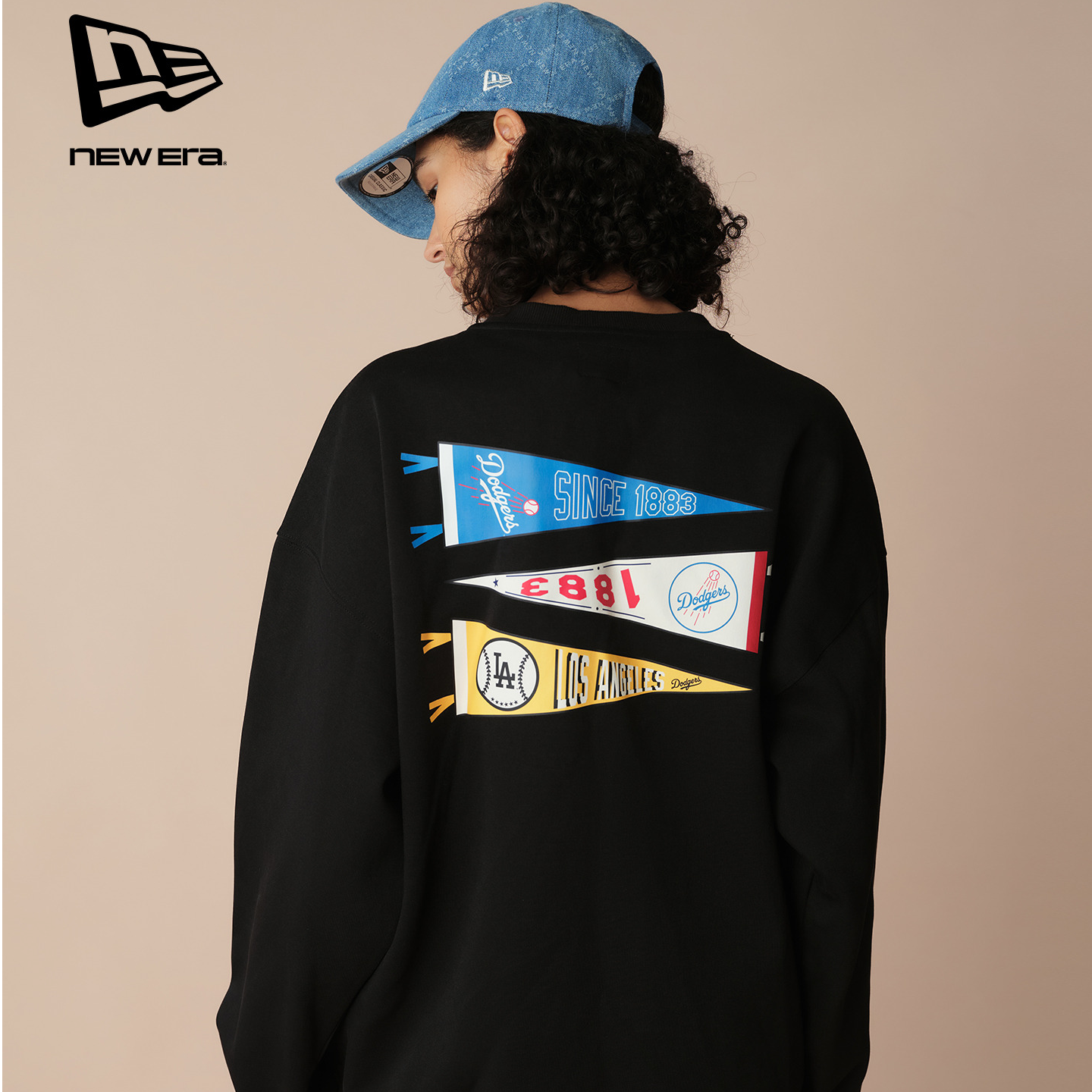 New Era x MLB纽亦华2025秋冬新款印花卫衣宽松美式圆领套头上衣