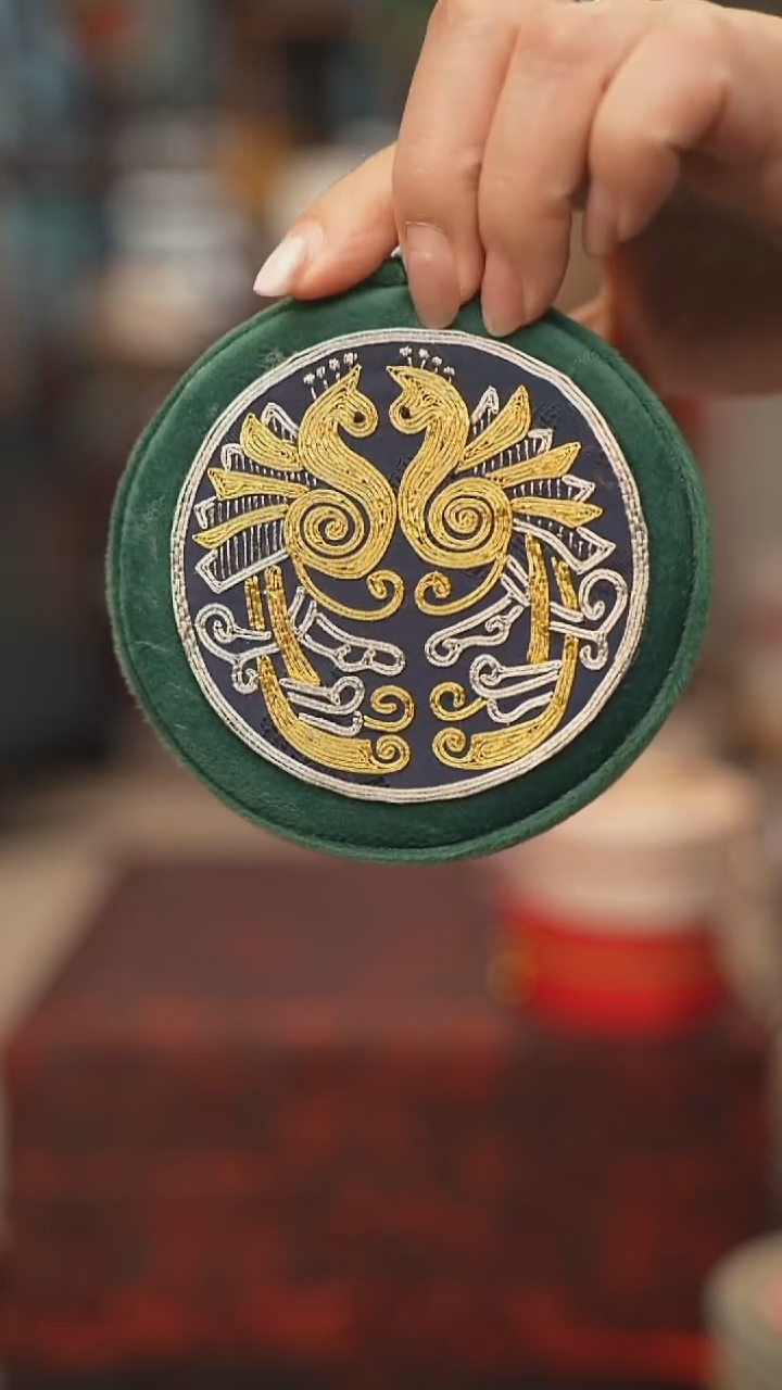 扇子首饰盒 绣花双面非遗