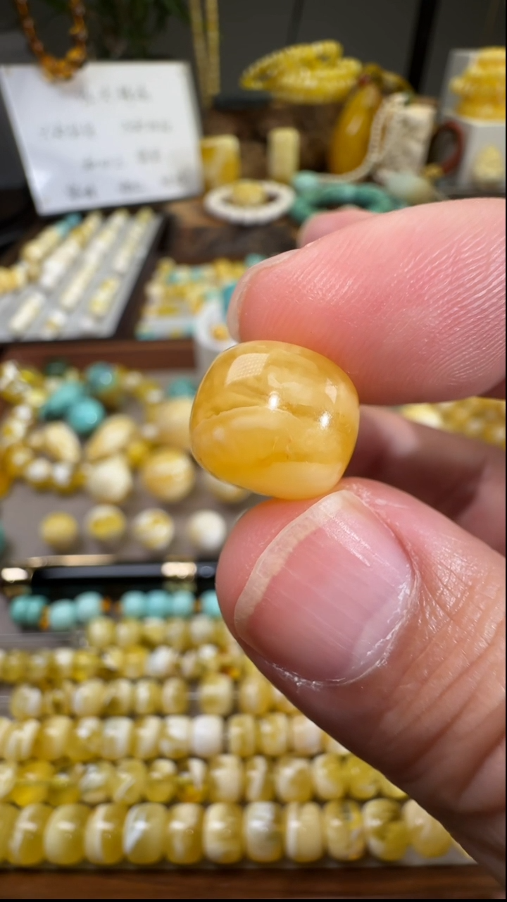 【闪购商品】琥珀手链未镶嵌天然蜜蜡白蜡12.5mm