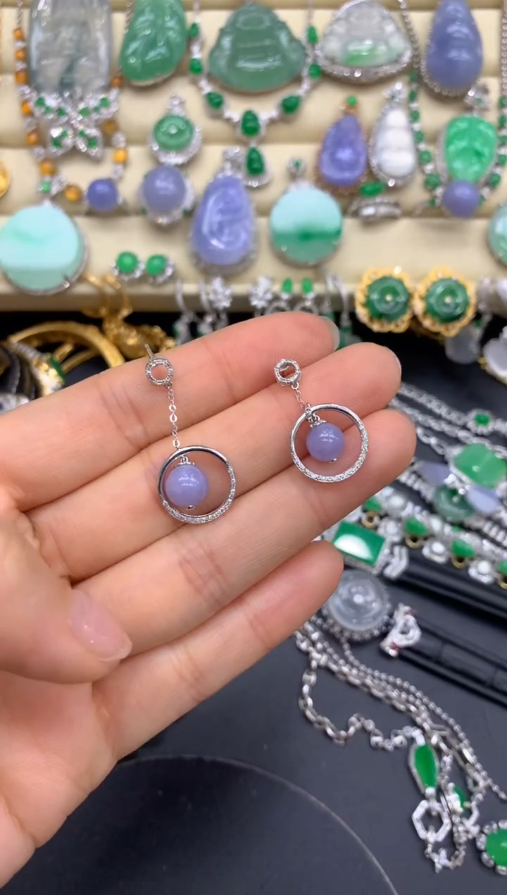 【闪购商品】翡翠耳饰18K金镶嵌349-中国好珍宝