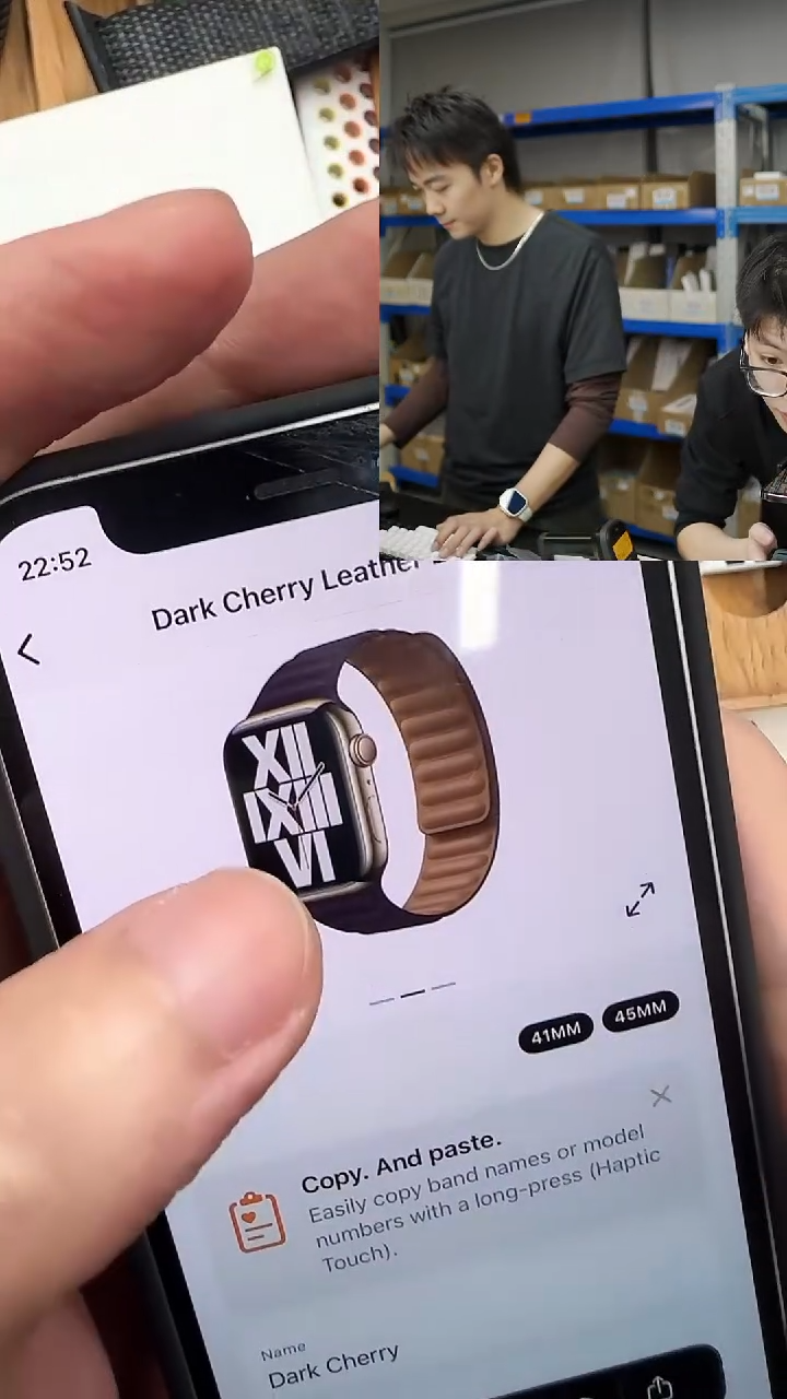 准新品小表盘 绛樱桃 皮革链式表带 L码 全新白盒原封