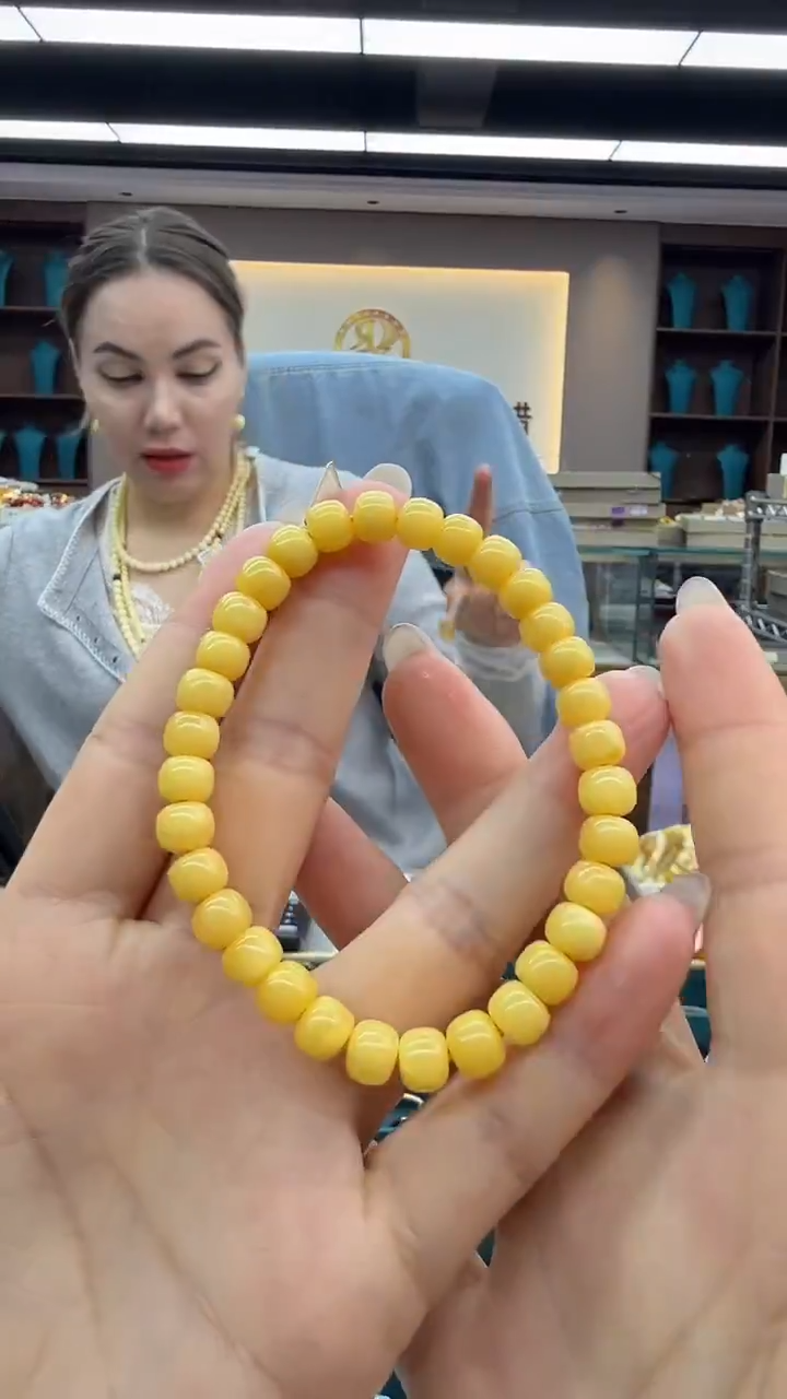 手链琥珀未镶嵌57秒拍号 假一罚三 7mm