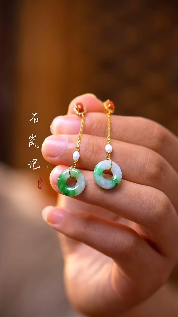 银S925镶嵌翡翠耳坠南红玛瑙天然淡水珍珠
