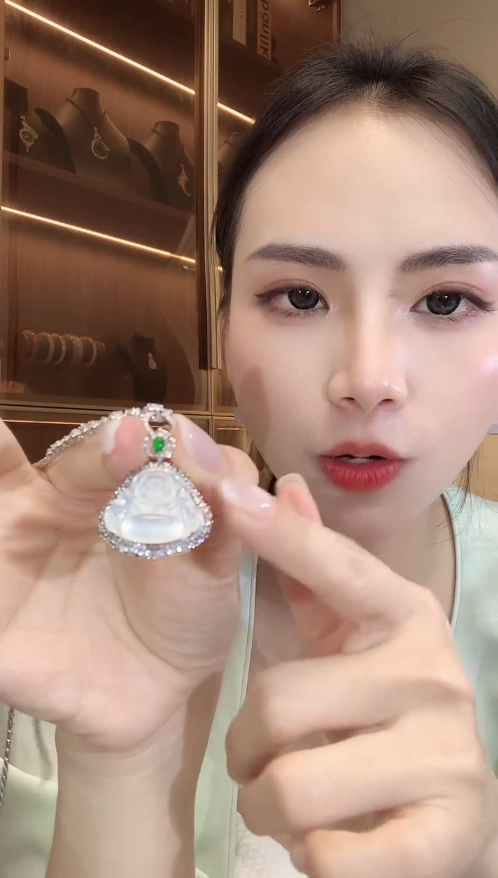翡翠18K金镶嵌吊坠(不含链)D42