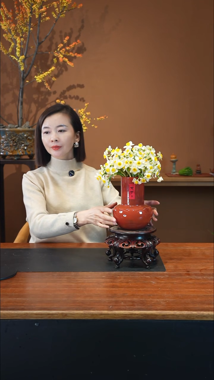 全部花朵水仙红盆盆景盆景盆景