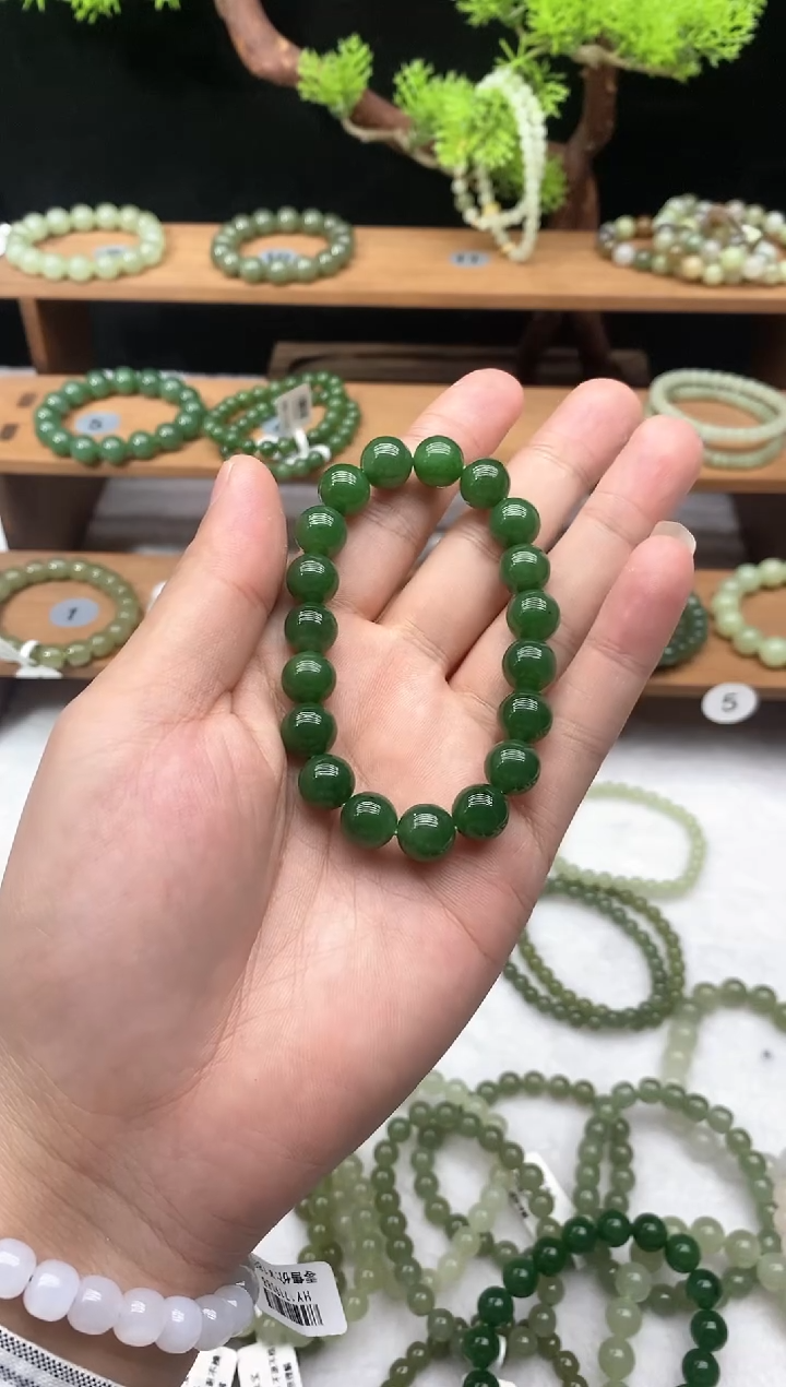 【闪购商品】和田玉手串未镶嵌碧玉10MM多样性发一