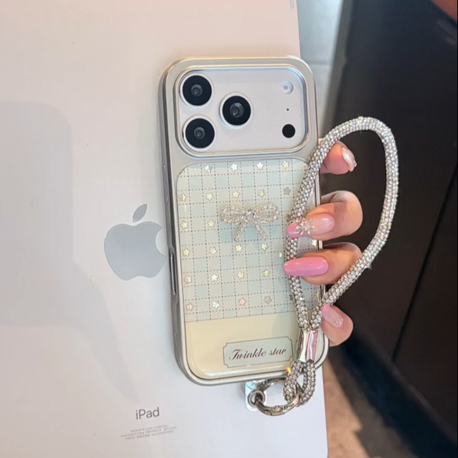 向日壳银边镜面星星适用苹果15Pro手机壳13/XSMax/xr/12女16/14p