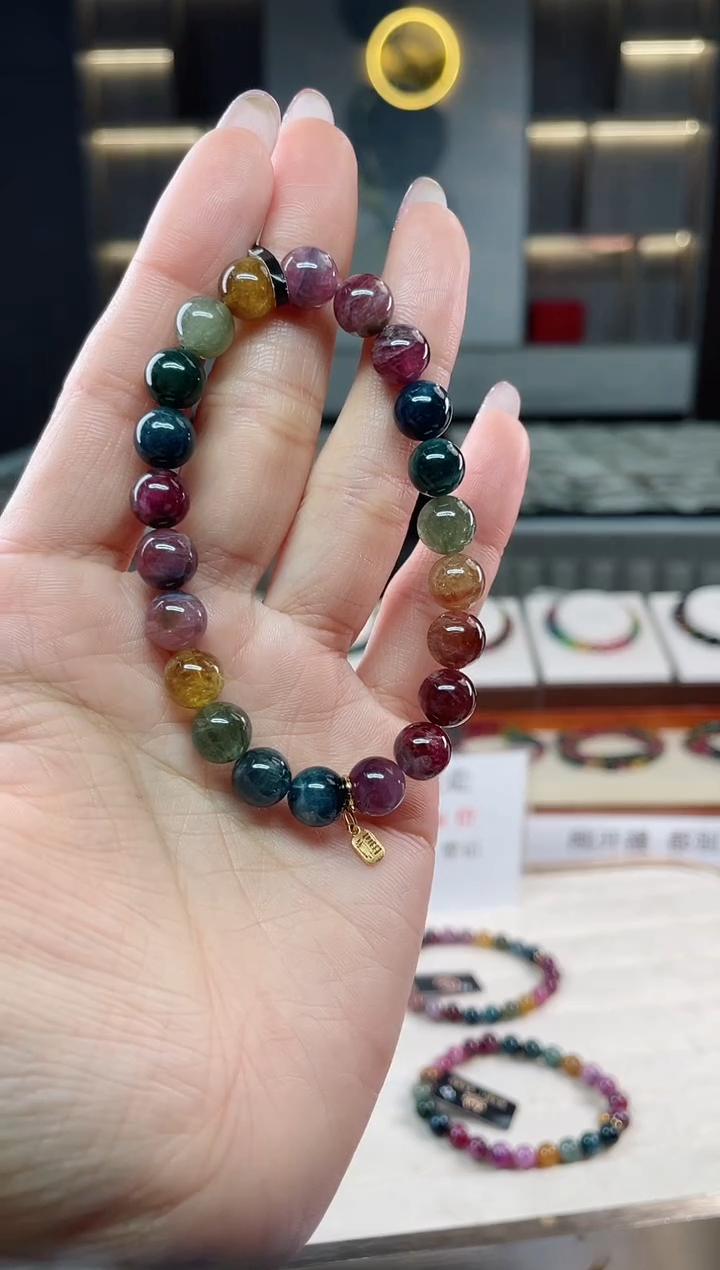 未镶嵌老矿碧玺单圈手串8mm+碧玺（多样性发一条）T