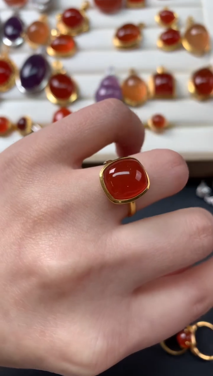 【闪购商品】南红玛瑙戒指18K金镶嵌Z911|2680