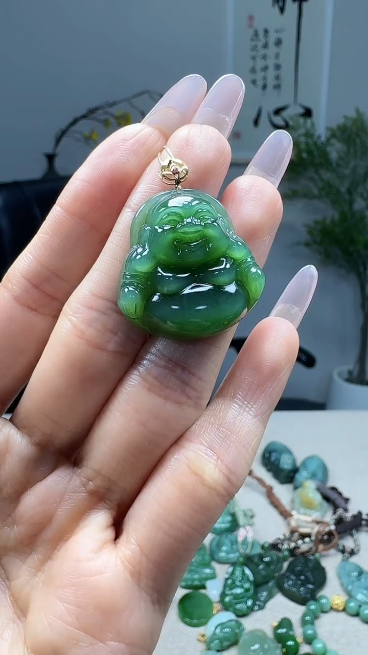 吊坠(不含链)18K金镶嵌和田玉1