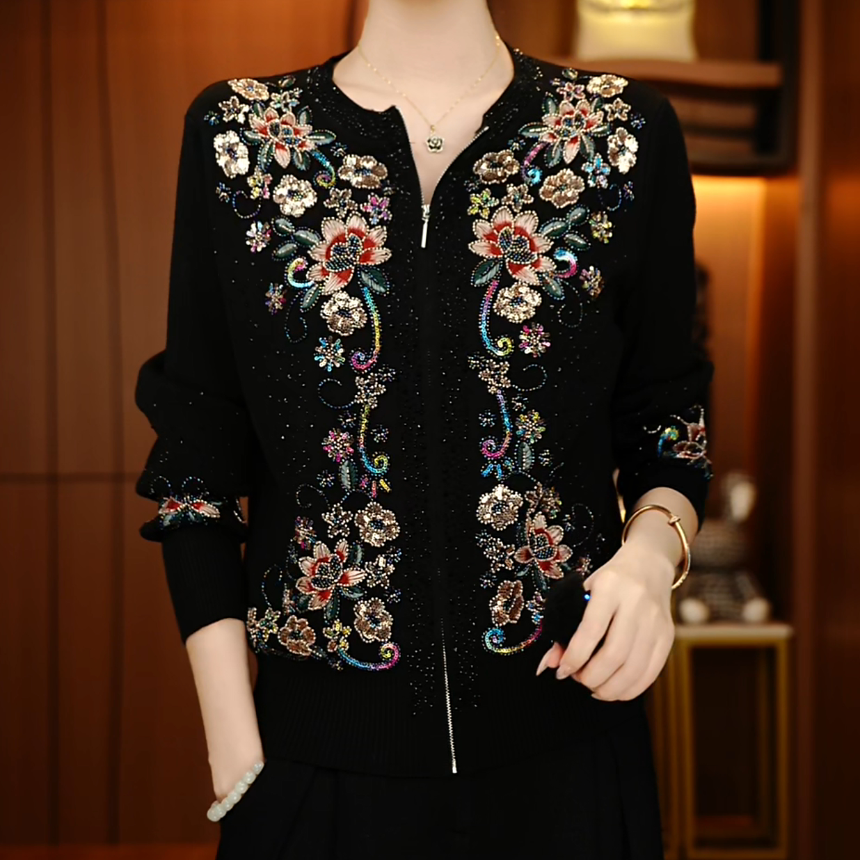 D251119-秋冬新款抗起球高端显瘦减龄洋气宽松女士气质时尚开衫