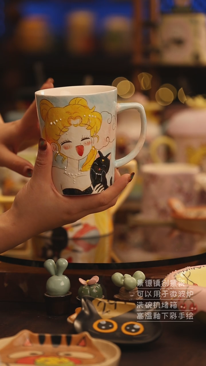 陶瓷景德镇可爱陶瓷釉下彩绘设计师款