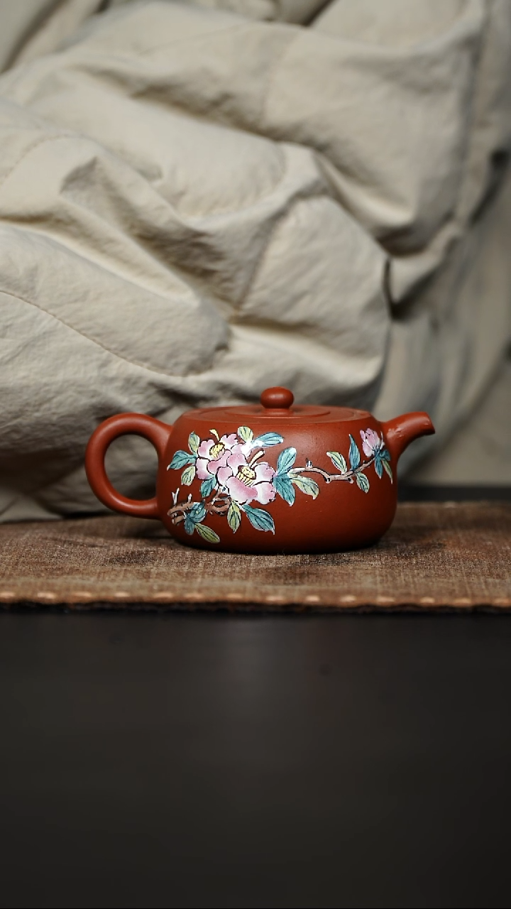 【闪购商品】紫砂茶壶点彩壶朱泥60cc
