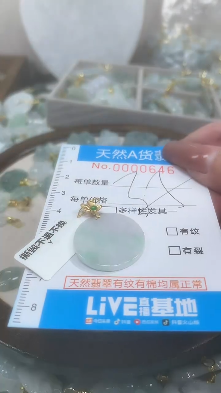 翡翠未镶嵌颈饰净货挂件-0646