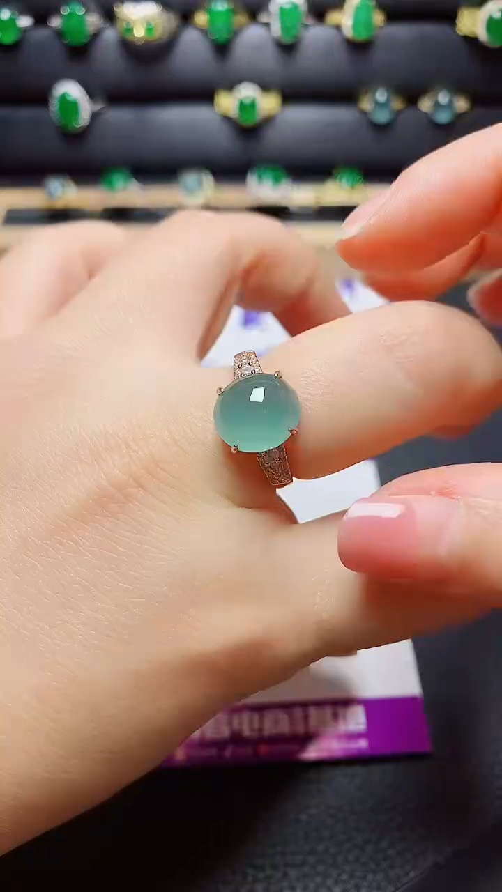 银S925镶嵌戒指翡翠天然翡翠A货s925银镶