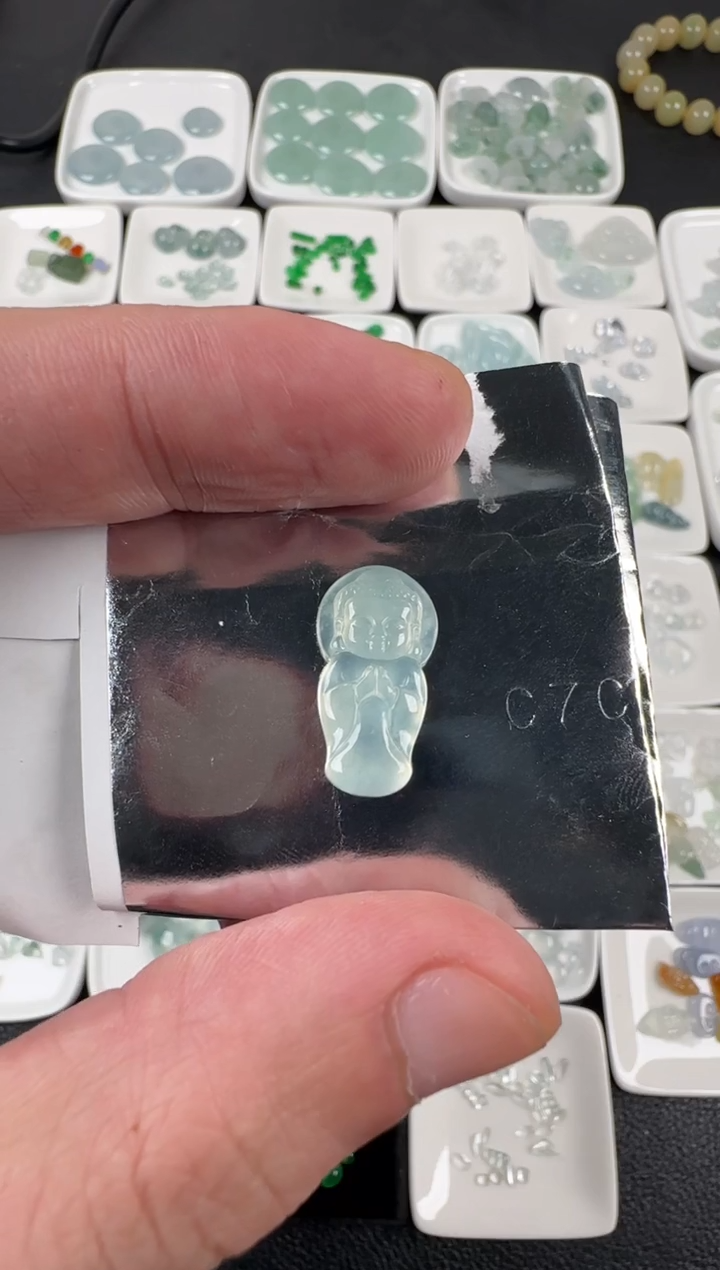 未镶嵌定制翡翠心**橙 天然A货翡翠+宝宝佛