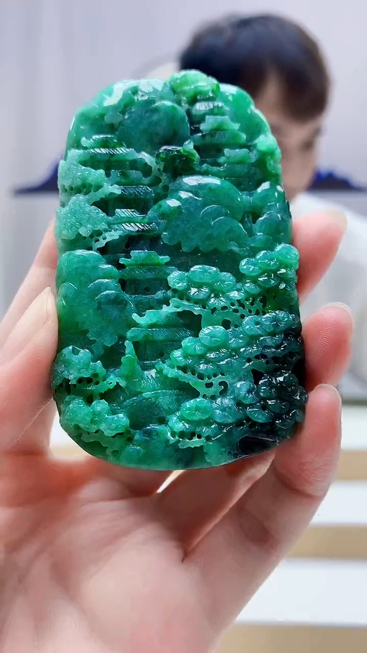 未镶嵌定制翡翠4868zm-毛货挂件山水71