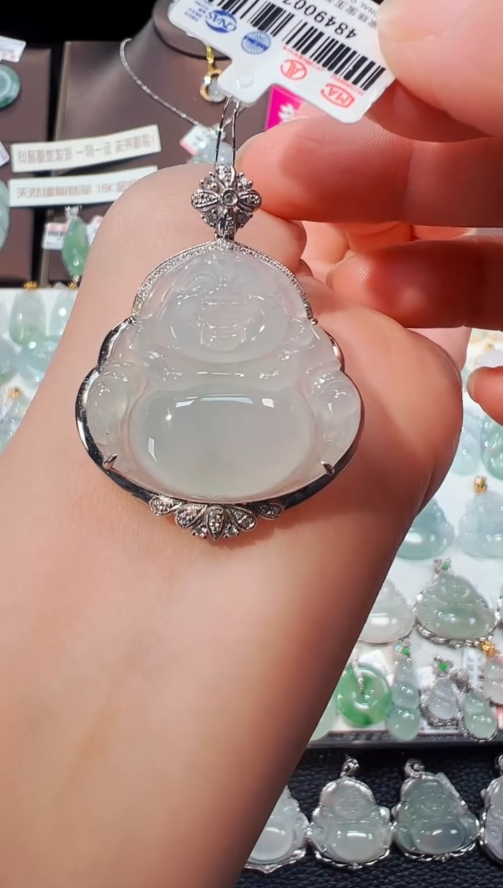 【闪购商品】翡翠吊坠(不含链)18K金镶嵌佛公吊坠73A