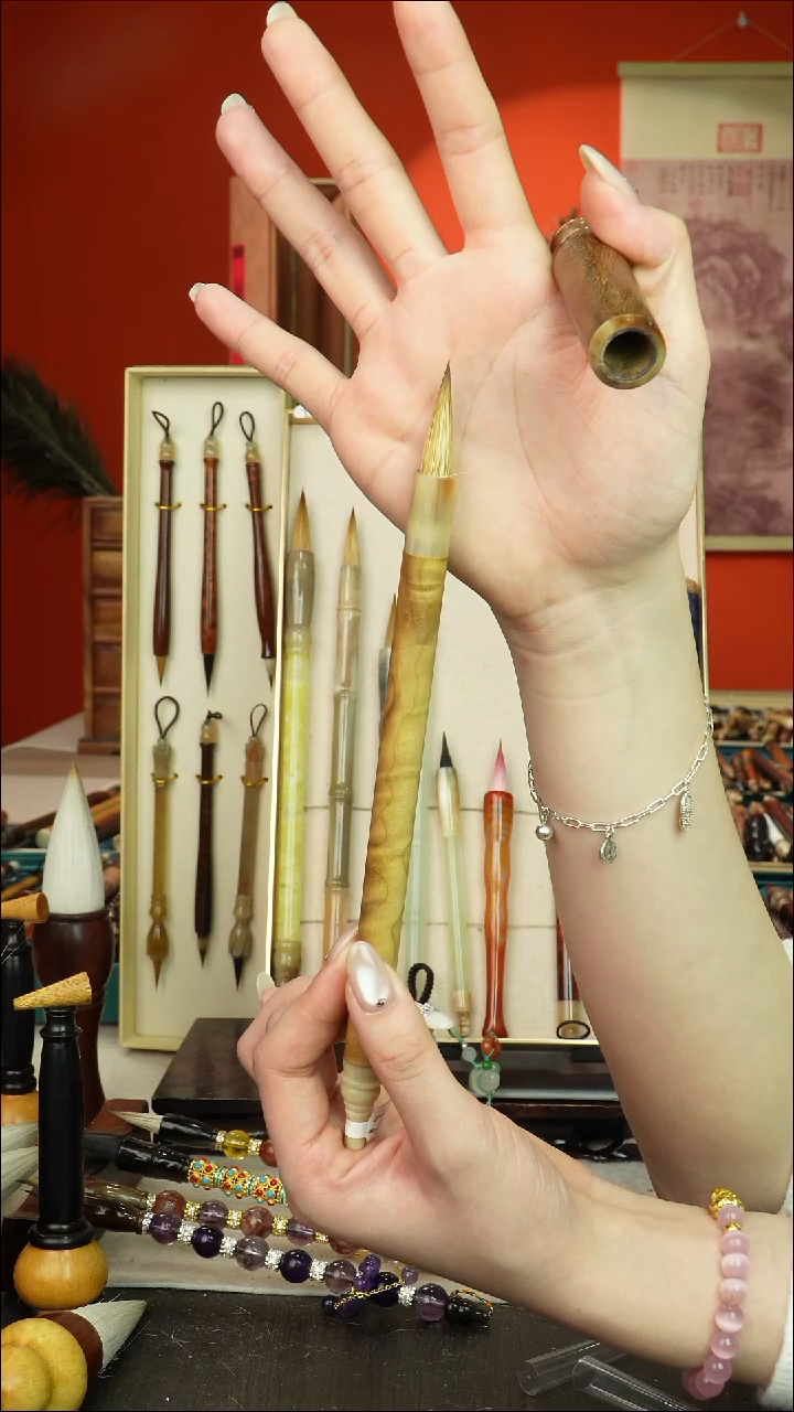 388号闪孤品高货毛笔链接 清水试笔 蘸墨不退