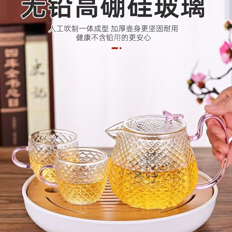 w3848泡茶壶单壶加厚玻璃高硼硅锤纹煮茶壶